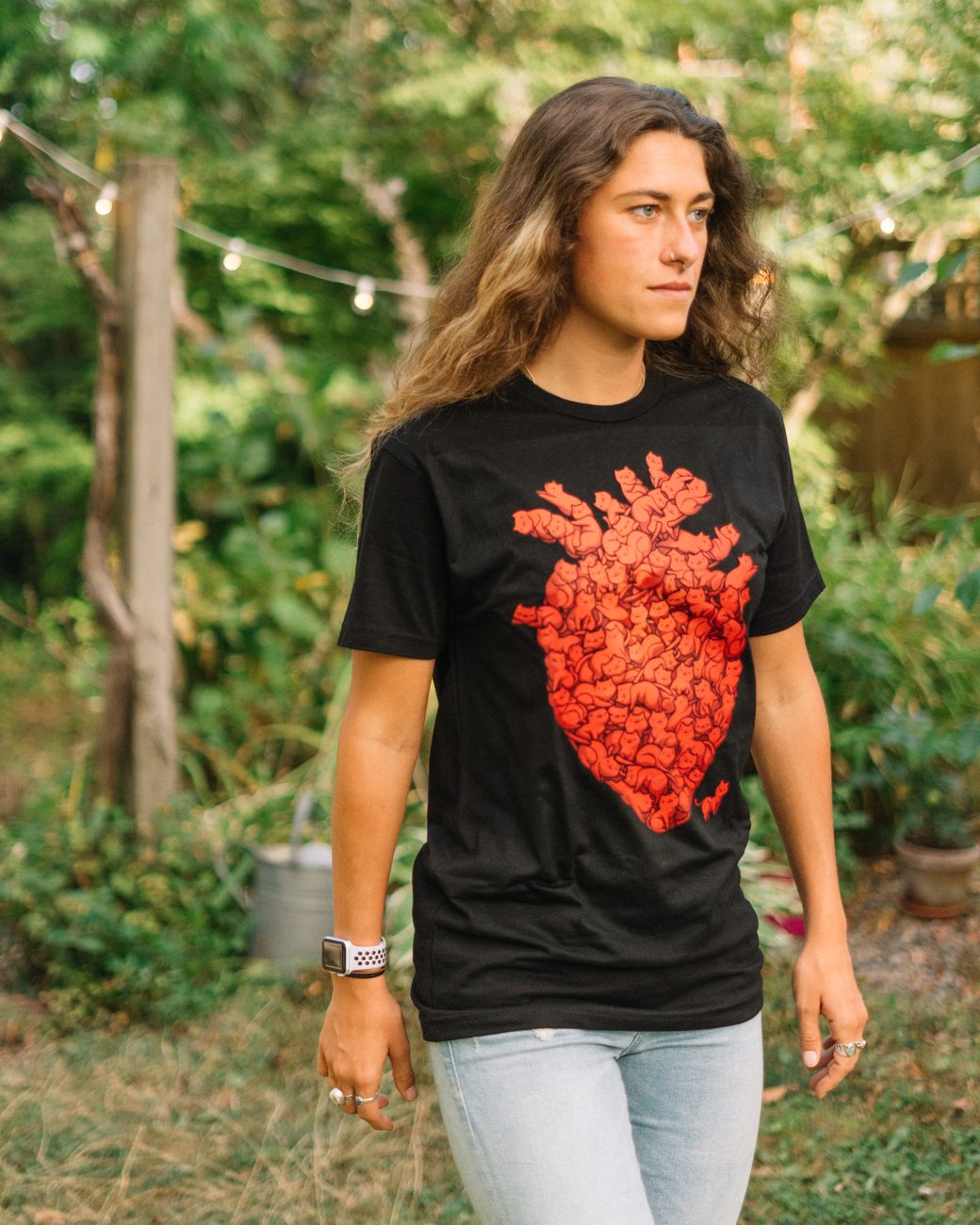 Anatomical heart design worn on a t-shirt