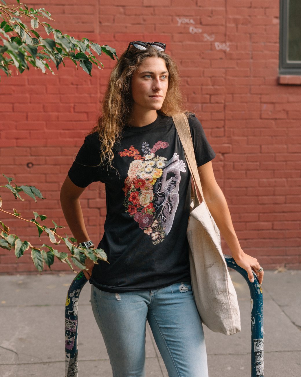 Tobe Fonseca artwork on a t-shirt and tote bag