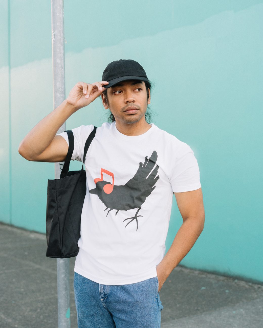 Bird design worn on a t-shirt