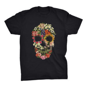 floral skull vintage black tshirt