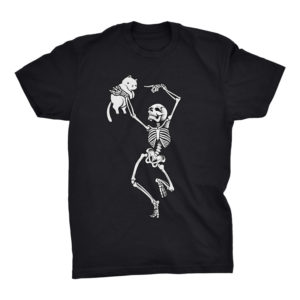 Dancing Skeleton With a Cat Tshirt
