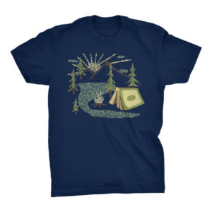 Camping Inside a Book I love to Read Illustration Made With Letters Tshirt