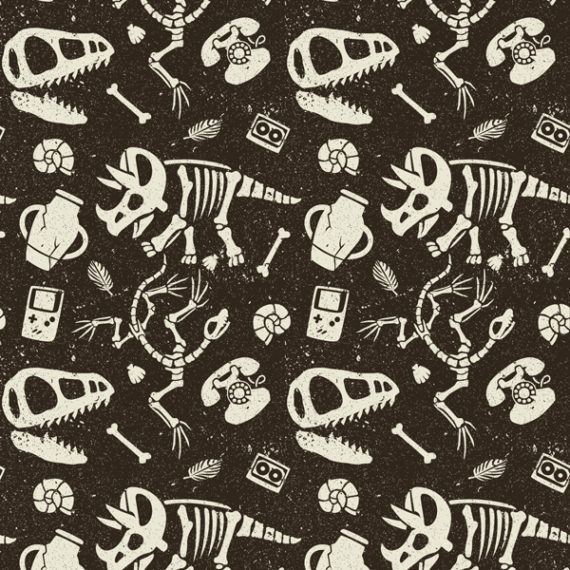 Dinosaurs Fossils Vintage Technology Pattern